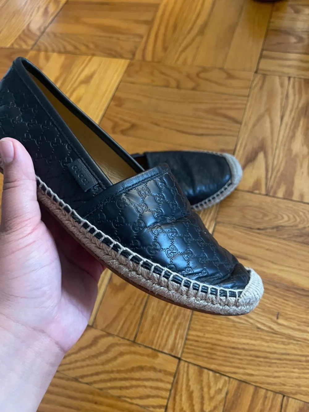 Gucci Microguccissima Monogram Pattern Leather Espadrilles Quiet Luxury - Picture 4 of 16